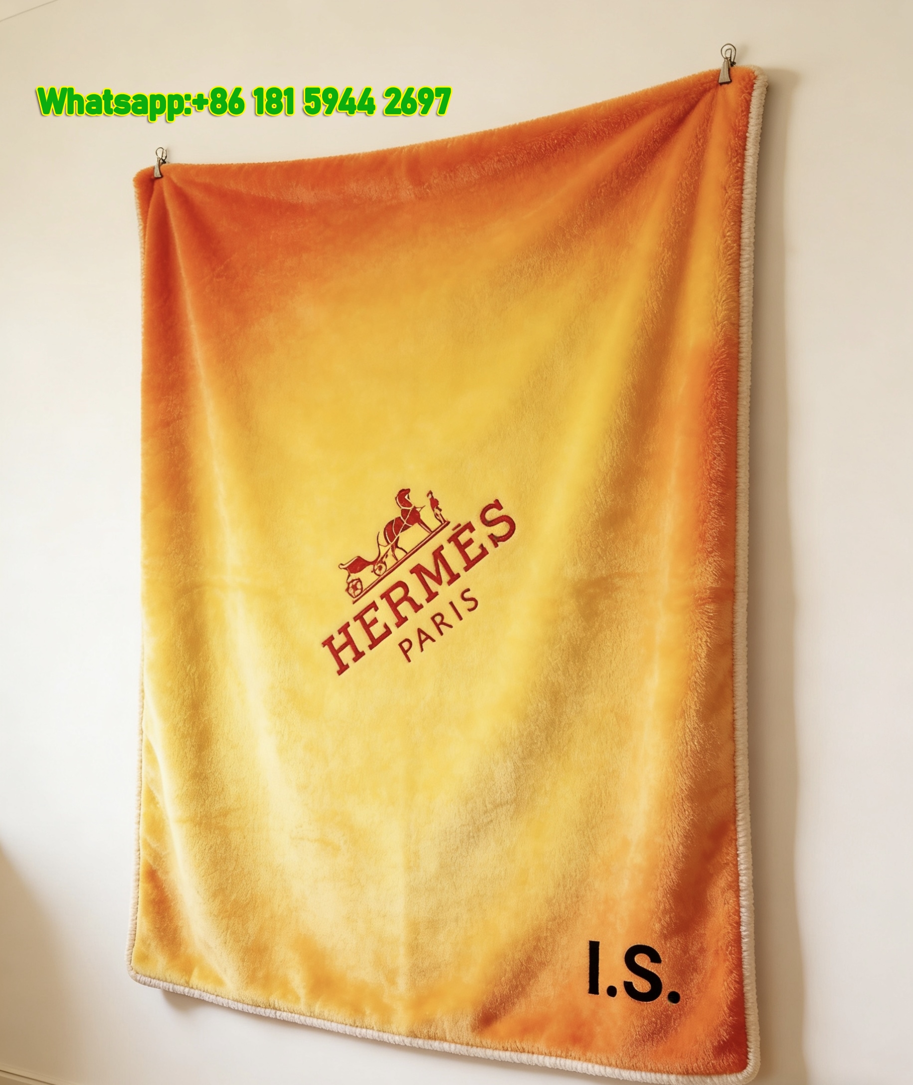 Hermès Paris Gradient Orange Flannel Throw Blanket IMG_5168